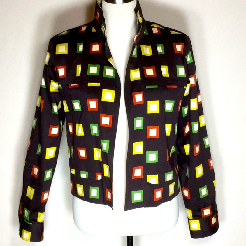 Multicolored Square Patterned Blazer